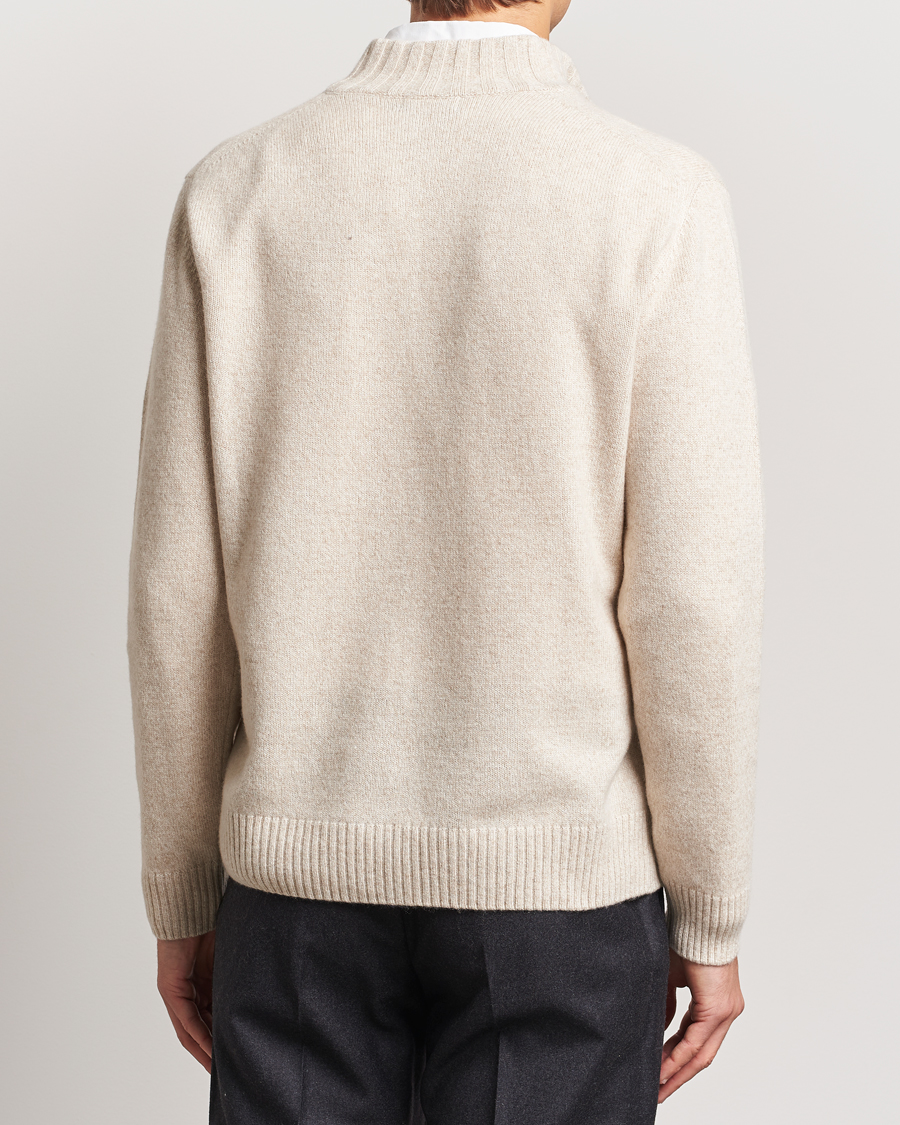 Herr | Tröjor | Oscar Jacobson | Paul Wool/Cashmere Melange Half Zip Beige