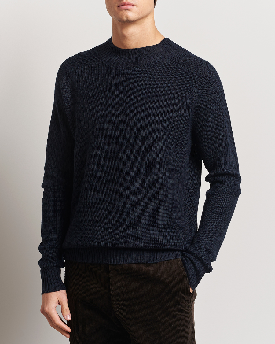 Herr | Tröjor | Oscar Jacobson | Collins Knitted Wool Turtleneck Navy