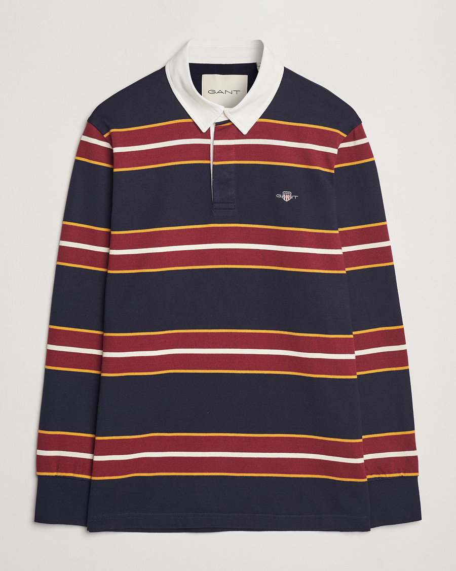 Herr | Tröjor | GANT | Yarn Dyed Striped Heavy Rugger Evening Blue