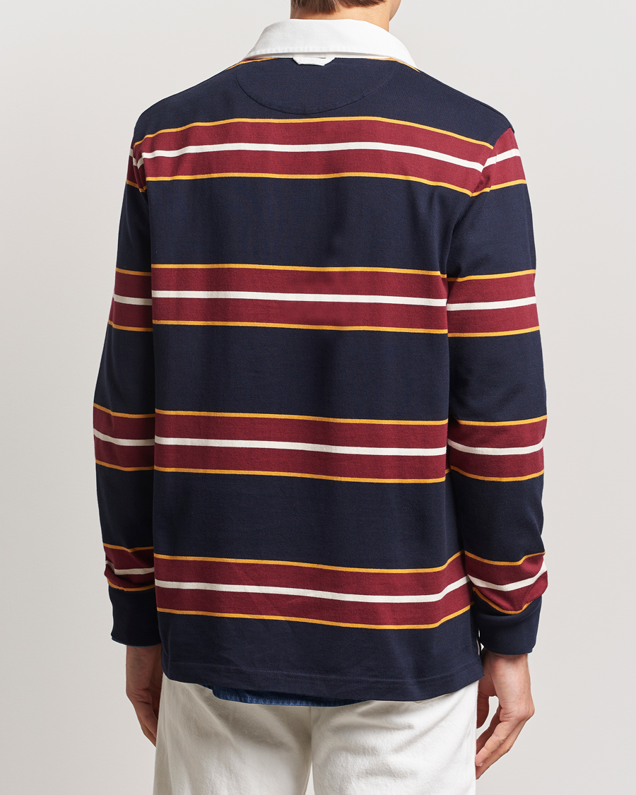 Herr | Tröjor | GANT | Yarn Dyed Striped Heavy Rugger Evening Blue