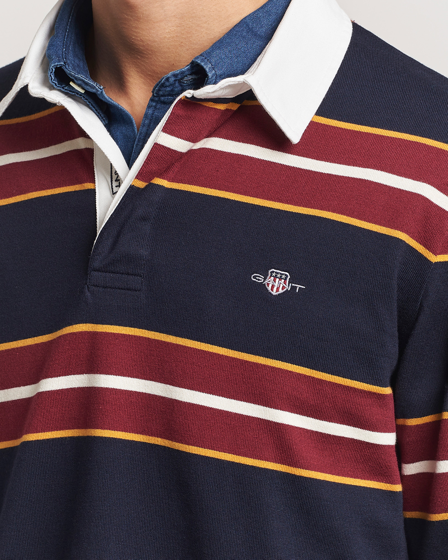 Herr | Tröjor | GANT | Yarn Dyed Striped Heavy Rugger Evening Blue