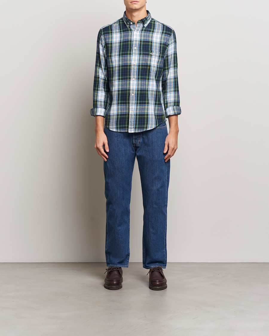 Herr | Skjortor | Gant | Regular Flannel Check Shirt Tartan Green