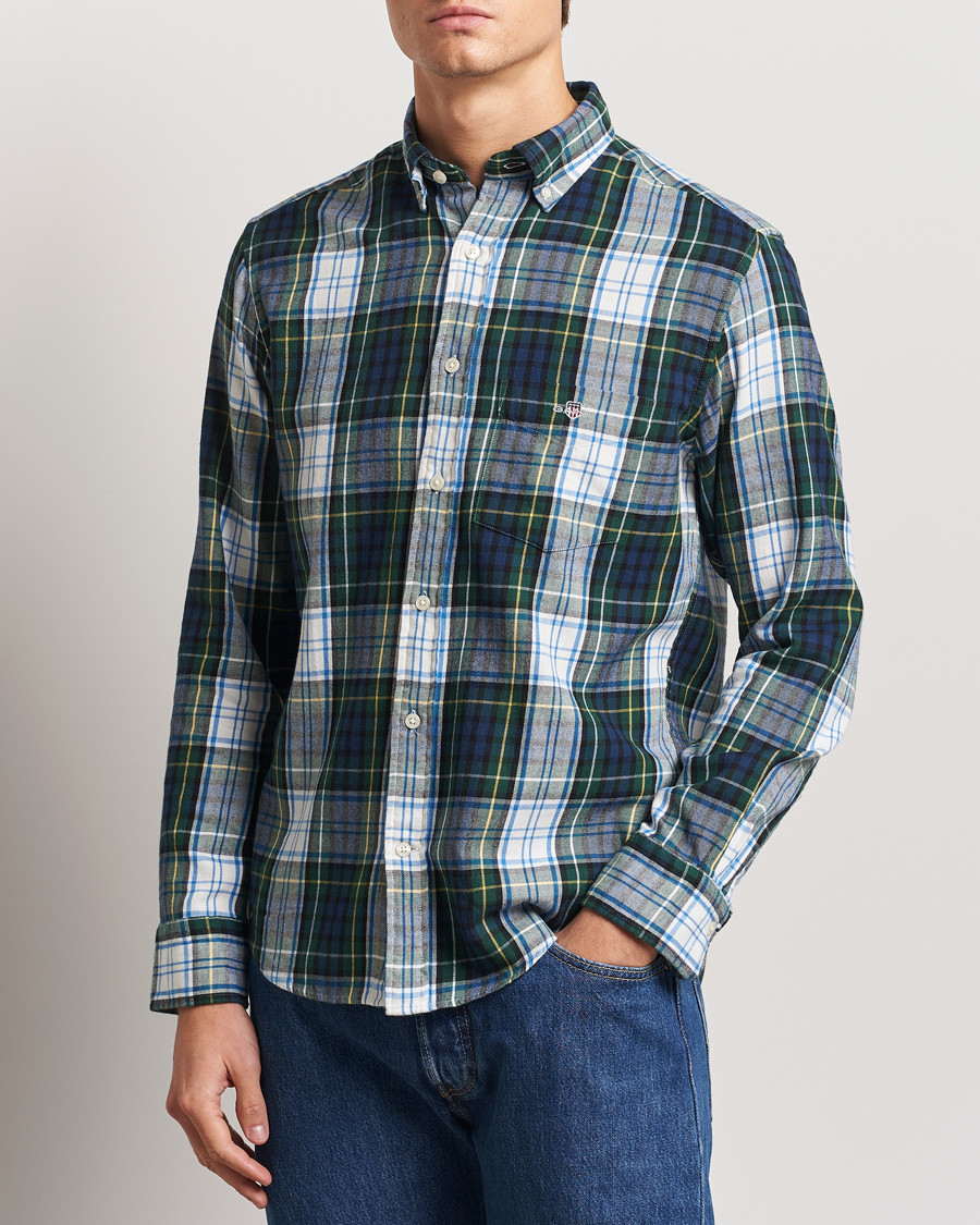Herr | Skjortor | Gant | Regular Flannel Check Shirt Tartan Green