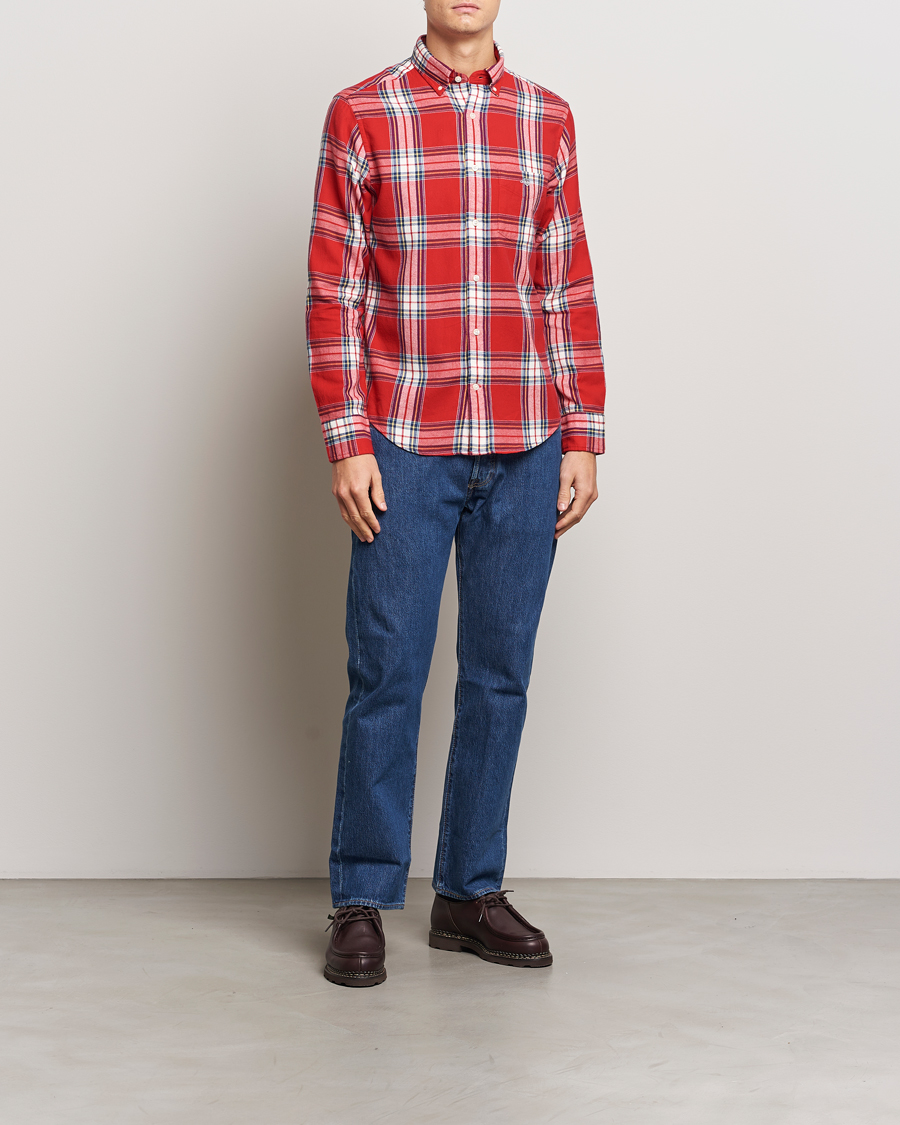 Herr | Skjortor | Gant | Regular Flannel Check Shirt Ruby Red