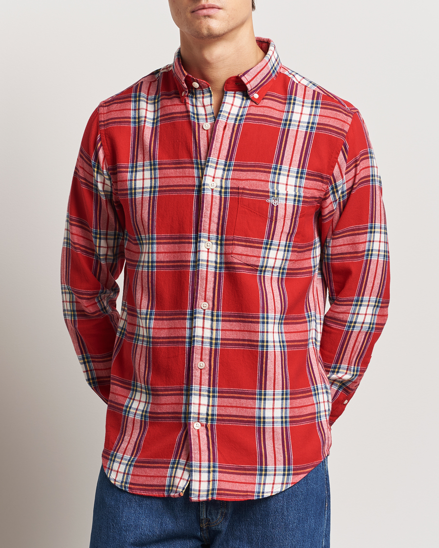 Herr | Skjortor | GANT | Regular Flannel Check Shirt Ruby Red