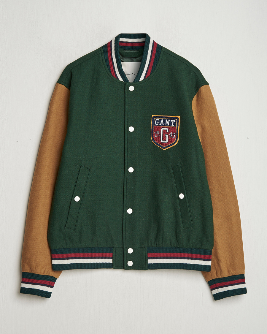 Herr | Jackor | GANT | Wool Varisty Jacket Tartan Green