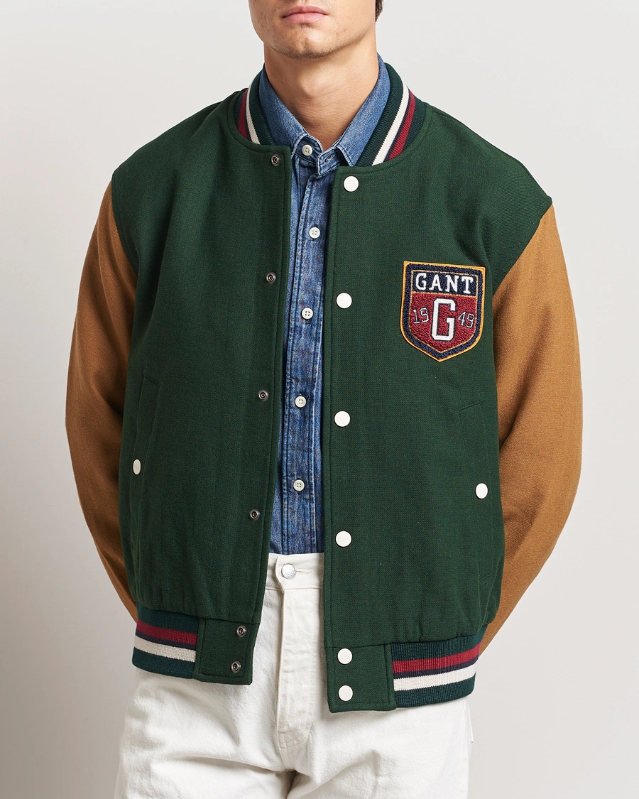 Herr | Jackor | GANT | Wool Varisty Jacket Tartan Green