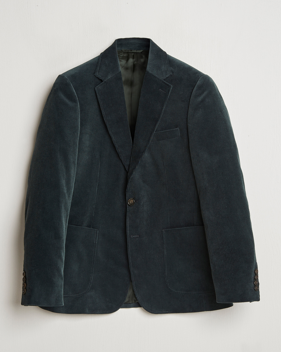 Herr | Kavajer | Gant | Slim Corduroy Suit Jacket Tartan Green