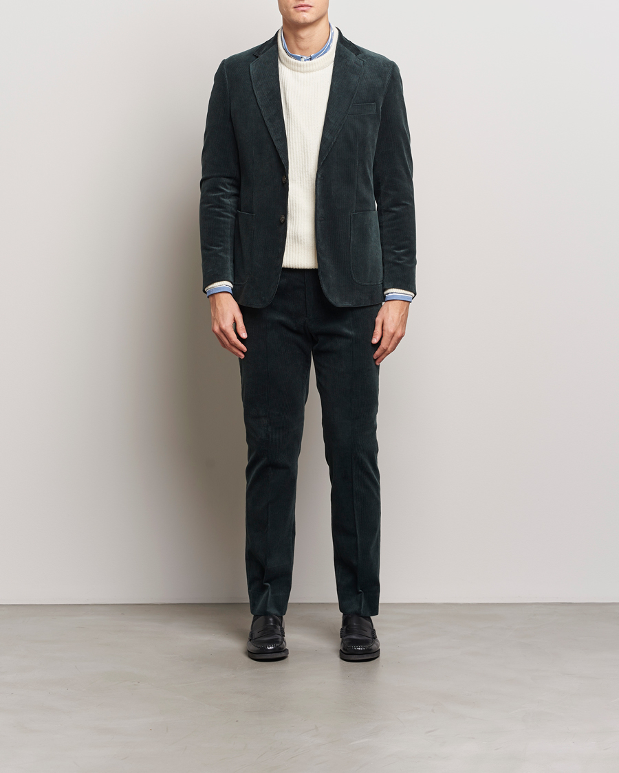 Herr | Kavajer | Gant | Slim Corduroy Suit Jacket Tartan Green