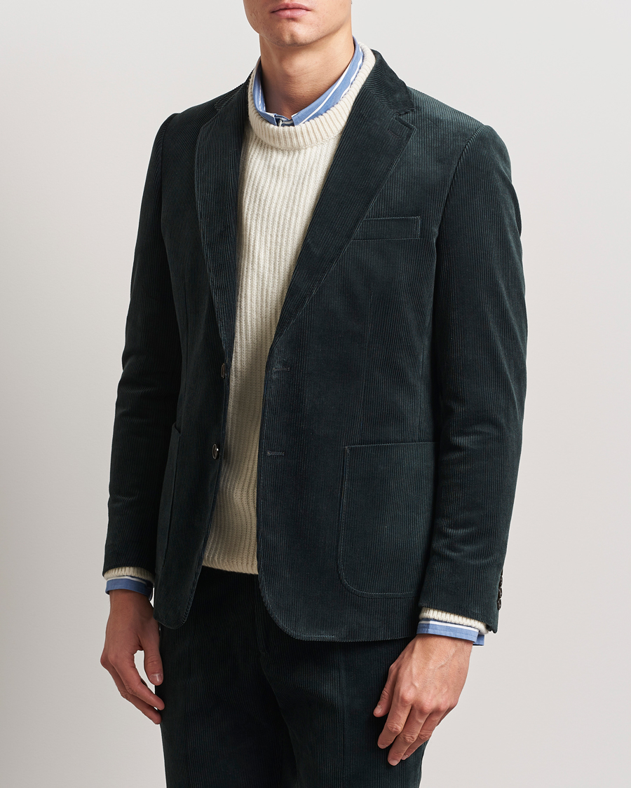 Herr | Kavajer | Gant | Slim Corduroy Suit Jacket Tartan Green