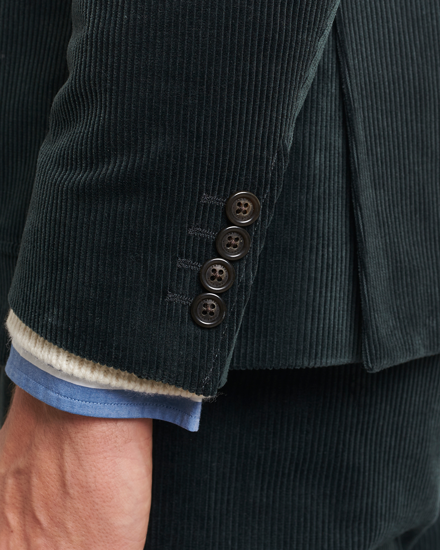 Herr | Kavajer | Gant | Slim Corduroy Suit Jacket Tartan Green