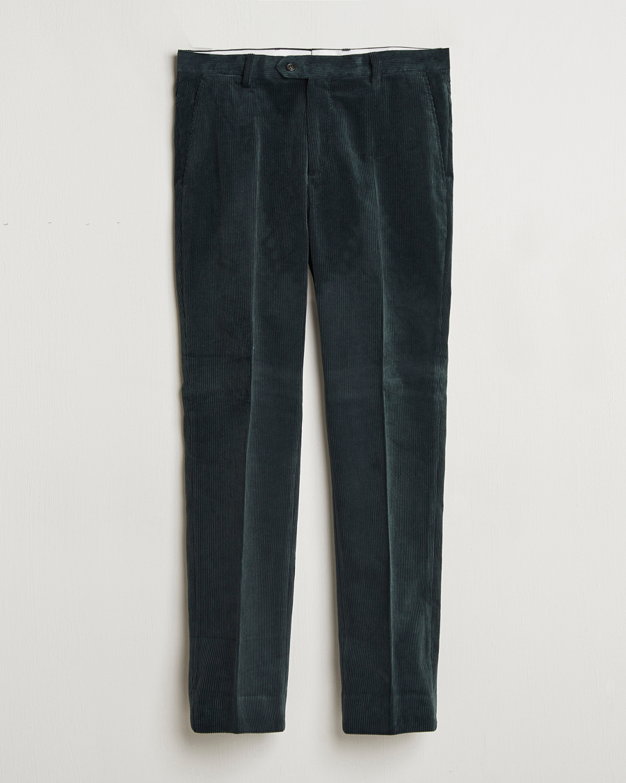 Herr | Byxor | Gant | Slim Corduroy Suit Trousers Tartan Green