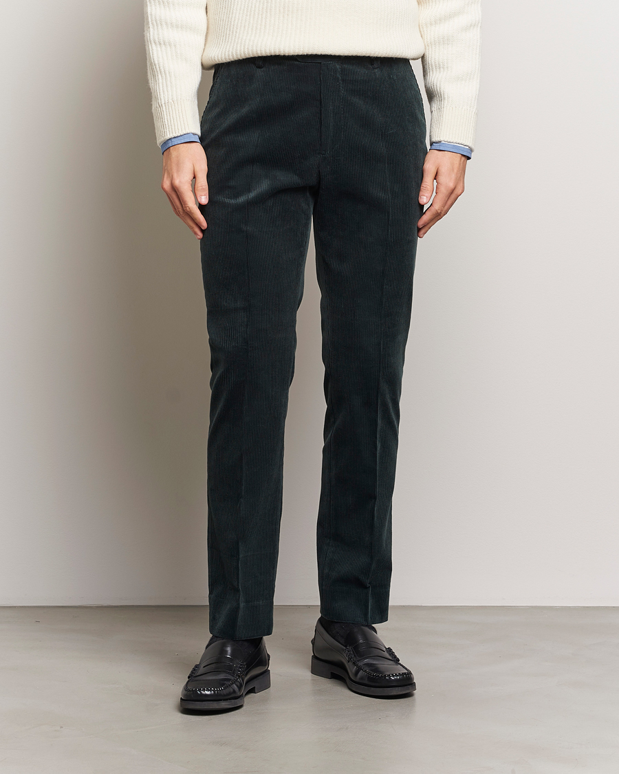 Herr | Byxor | Gant | Slim Corduroy Suit Trousers Tartan Green