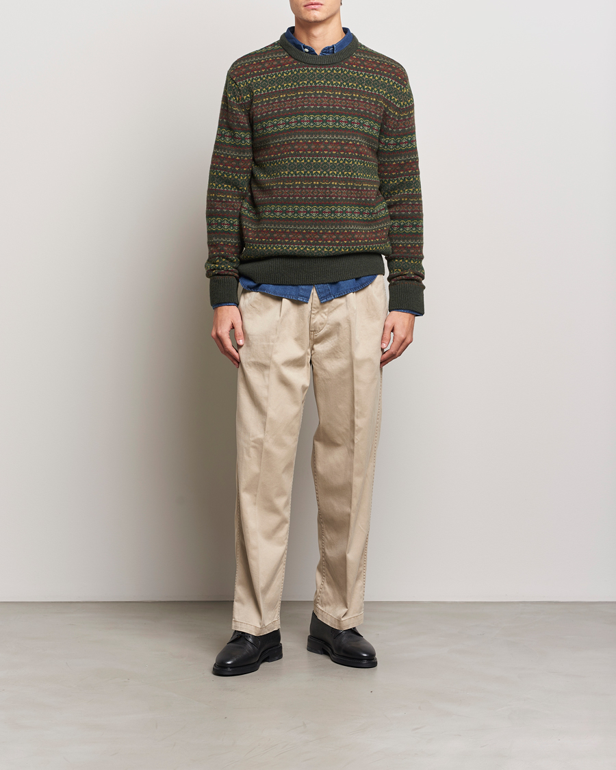 Herr | Tröjor | GANT | Wool Fairisle Crew Neck Sweater Deepest Green