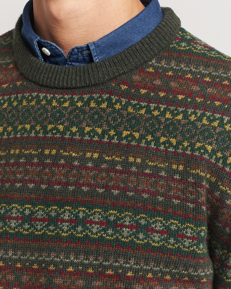 Herr | Tröjor | GANT | Wool Fairisle Crew Neck Sweater Deepest Green