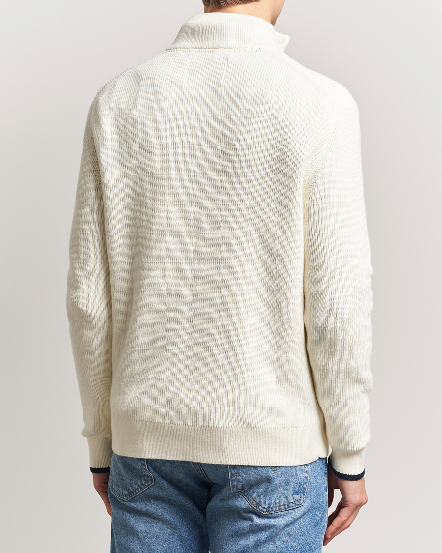 Herr | Tröjor | GANT | Ribbed Cotton Half Zip Cream