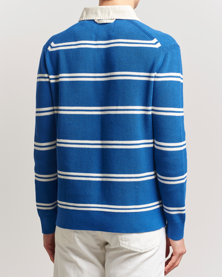 Herr | Tröjor | GANT | Ribbed Cotton Striped Rugger Lapis Blue