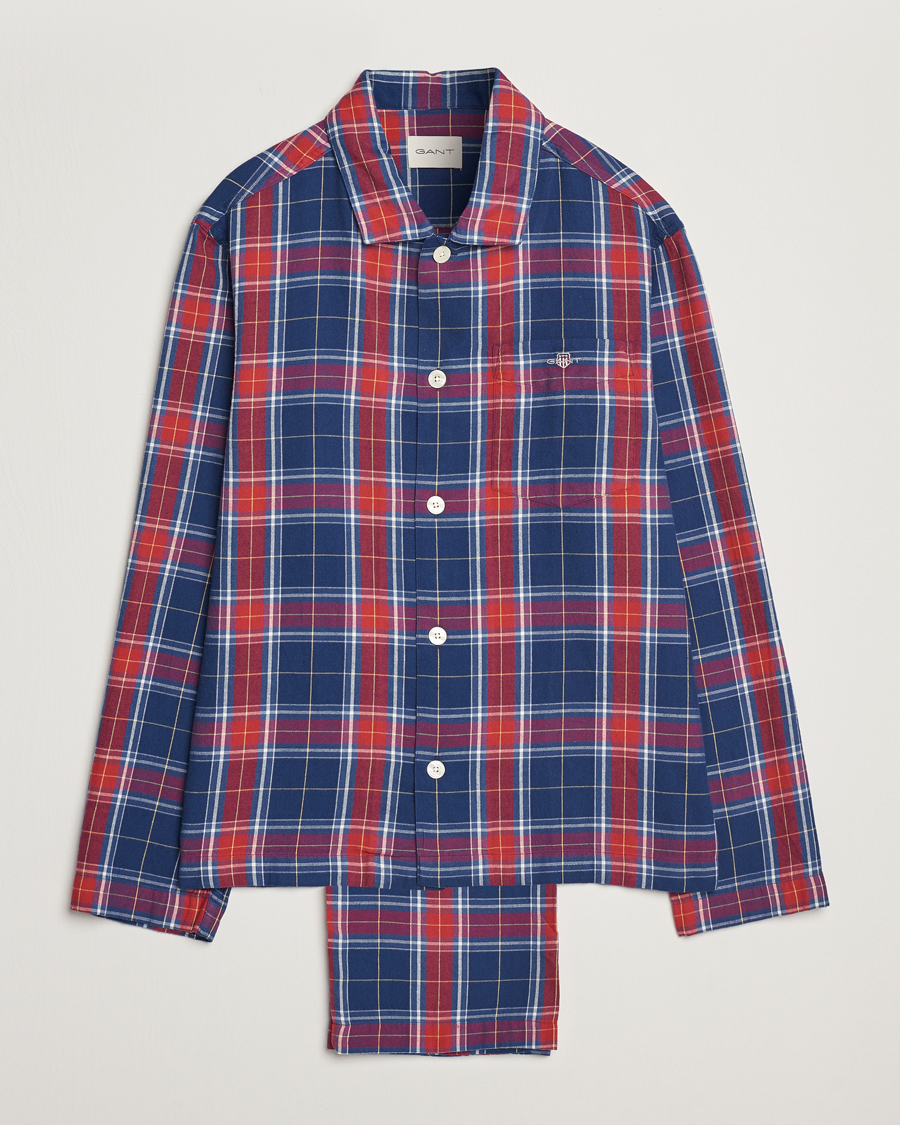 Herr | Pyjamas & Morgonrockar | GANT | Checked Flannel Pyjama Set Persian Blue
