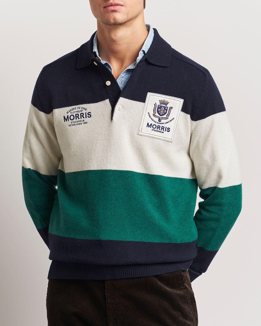 Herr | Tröjor | Morris | Frank Knitted Rugger Old Blue