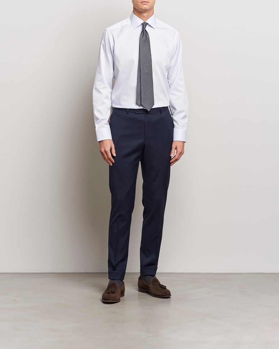 Herr | Skjortor | Eton | Slim Fit Twill Hairline Stripe Shirt Blue/White