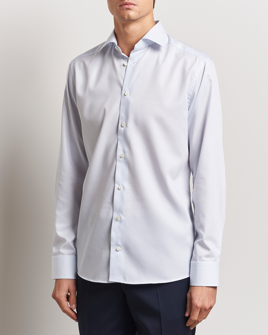 Herr | Skjortor | Eton | Slim Fit Twill Hairline Stripe Shirt Blue/White