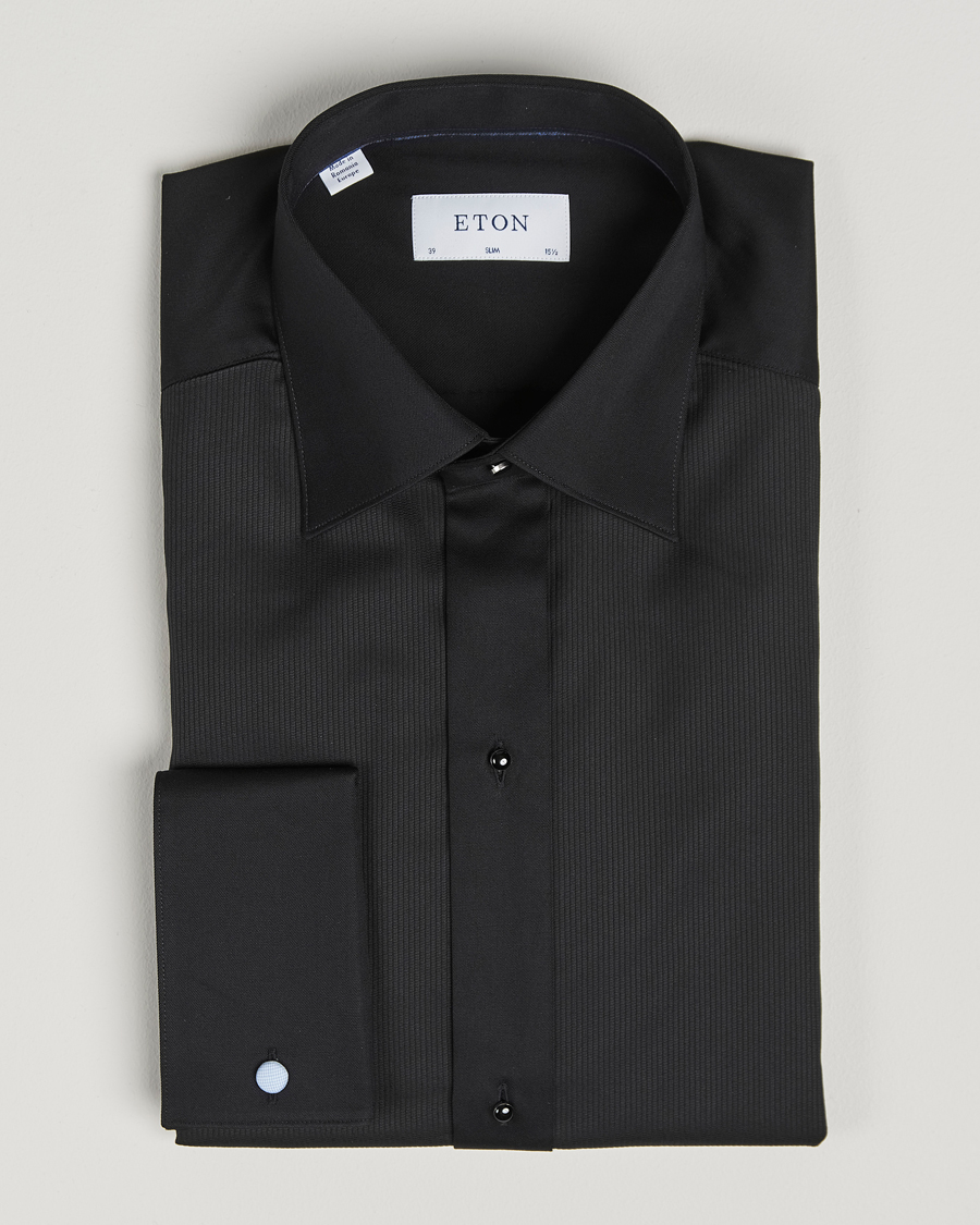 Herr | Skjortor | Eton | Slim Fit Plissé Tuxedo Shirt Black