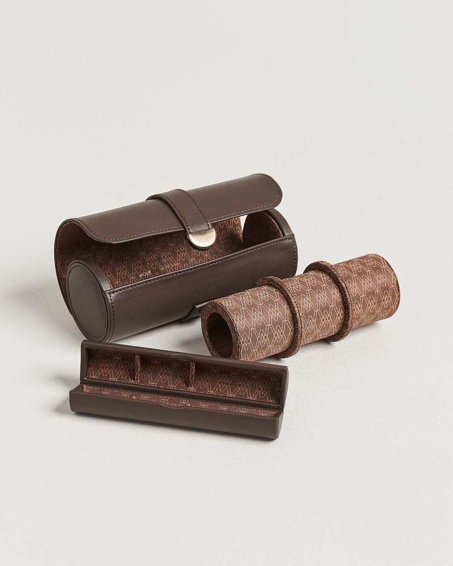 Herr | Klock- & smyckesetuin | WOLF | Triple Watch Roll Earth Coffee