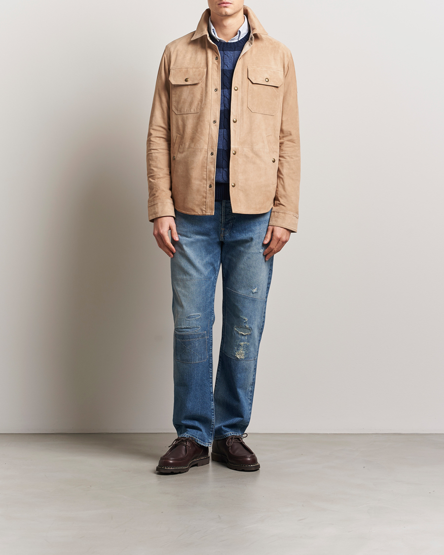 Herr | Jackor | Polo Ralph Lauren | Reversible Lined Suede Shirt Jacket Khaki/Grey