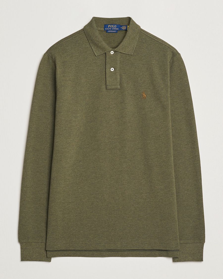 Herr | Tröjor | Polo Ralph Lauren | Custom Slim Fit Long Sleeve Polo Service Green