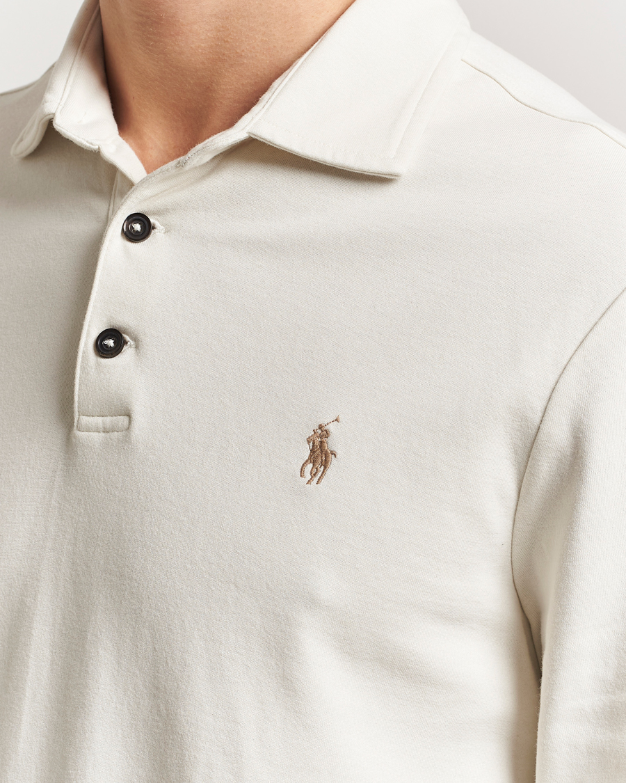 Herr | Pikéer | Polo Ralph Lauren | Double Knit Long Sleeve Polo Parchment Cream