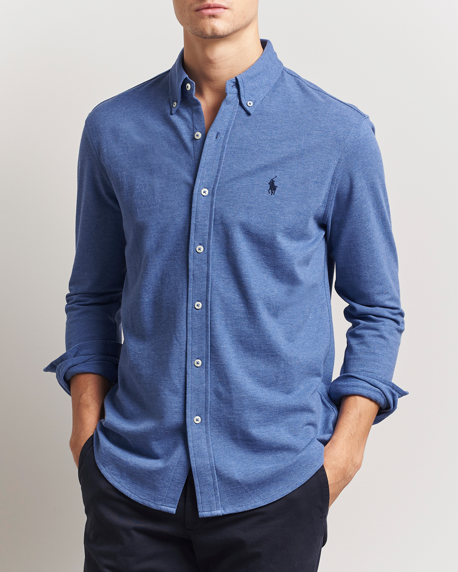 Herr | Skjortor | Polo Ralph Lauren | Featherweight Mesh Shirt Faded Royal Heahter
