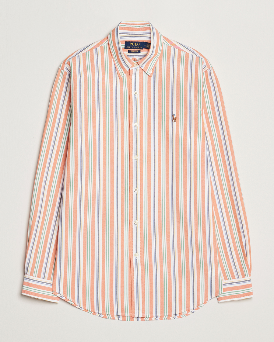 Herr | Skjortor | Polo Ralph Lauren | Custom Fit Striped Oxford Shirt Orange/White