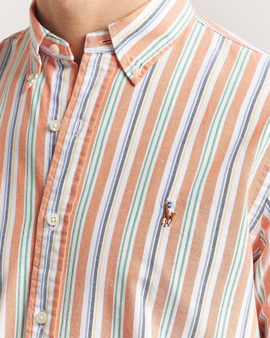 Herr | Skjortor | Polo Ralph Lauren | Custom Fit Striped Oxford Shirt Orange/White