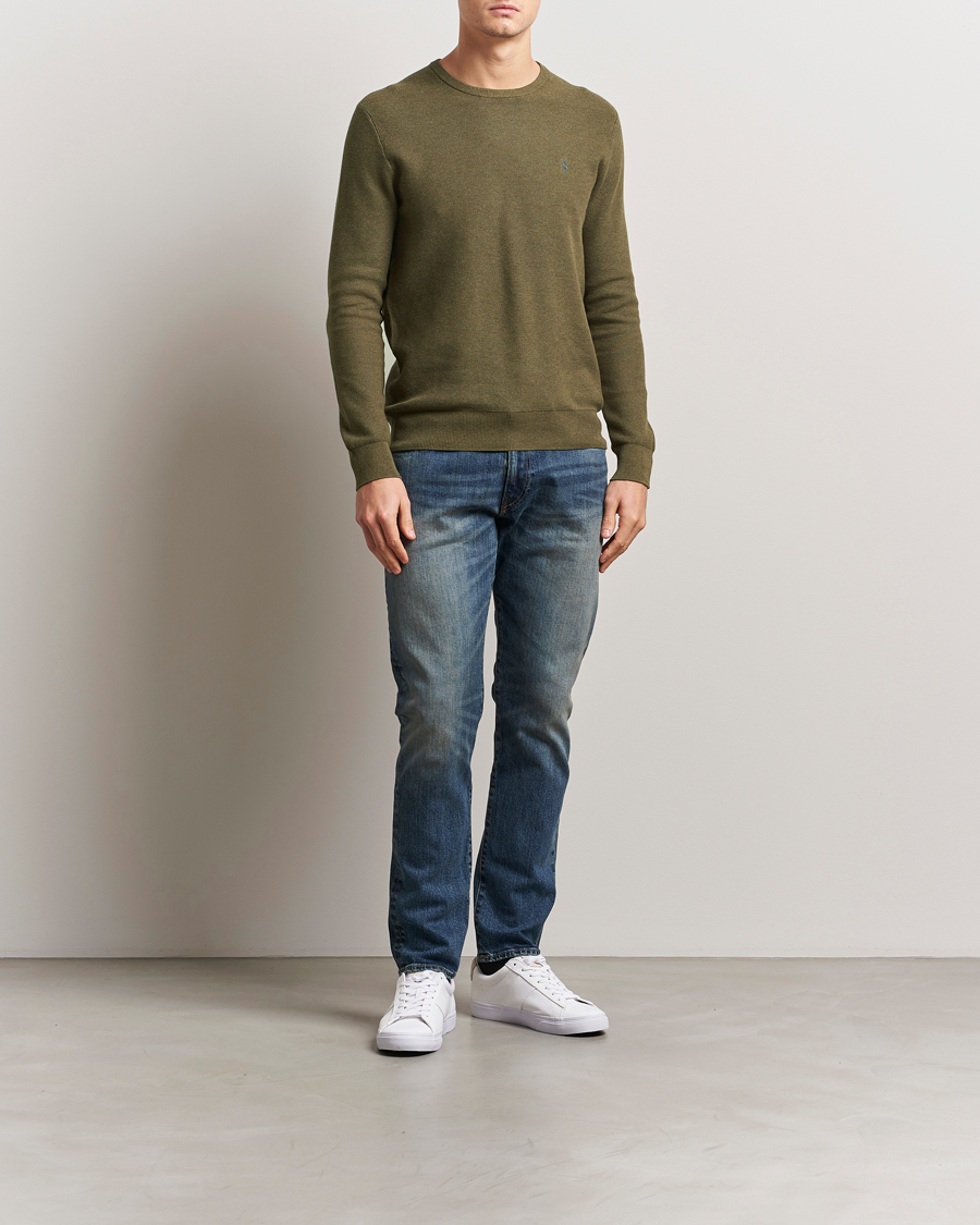Herr | Tröjor | Polo Ralph Lauren | Textured Cotton Crew Neck Sweater Cargo Olive Heather