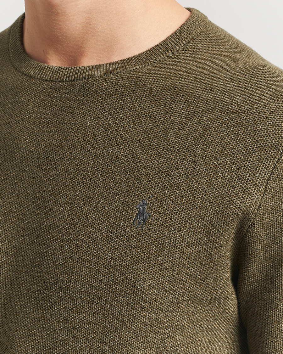 Herr | Tröjor | Polo Ralph Lauren | Textured Cotton Crew Neck Sweater Cargo Olive Heather