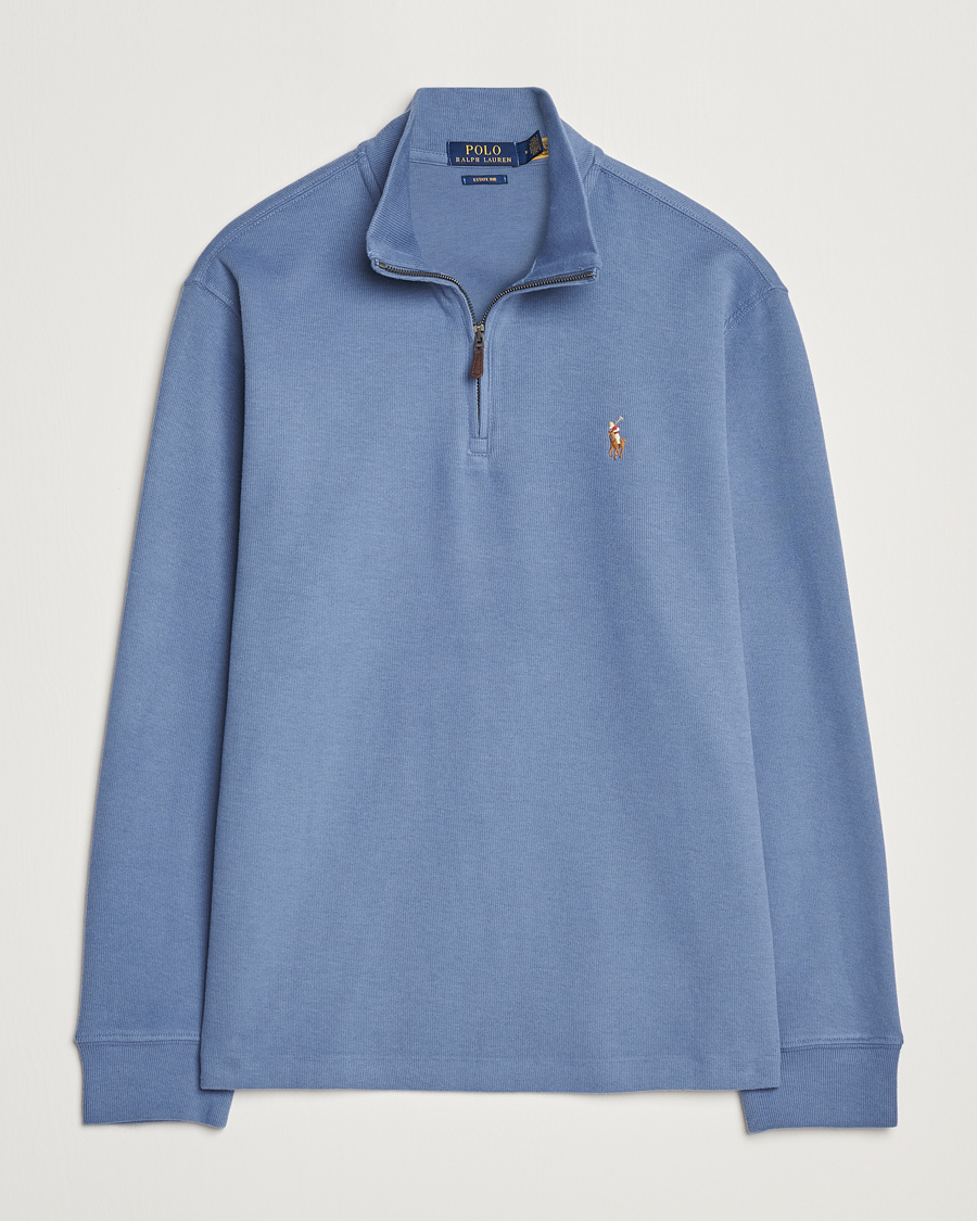 Herr | Tröjor | Polo Ralph Lauren | Double Knit Jaquard Half Zip Sweater Capri Blue