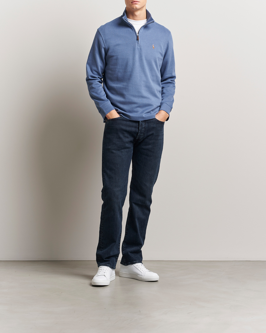 Herr | Tröjor | Polo Ralph Lauren | Double Knit Jaquard Half Zip Sweater Capri Blue