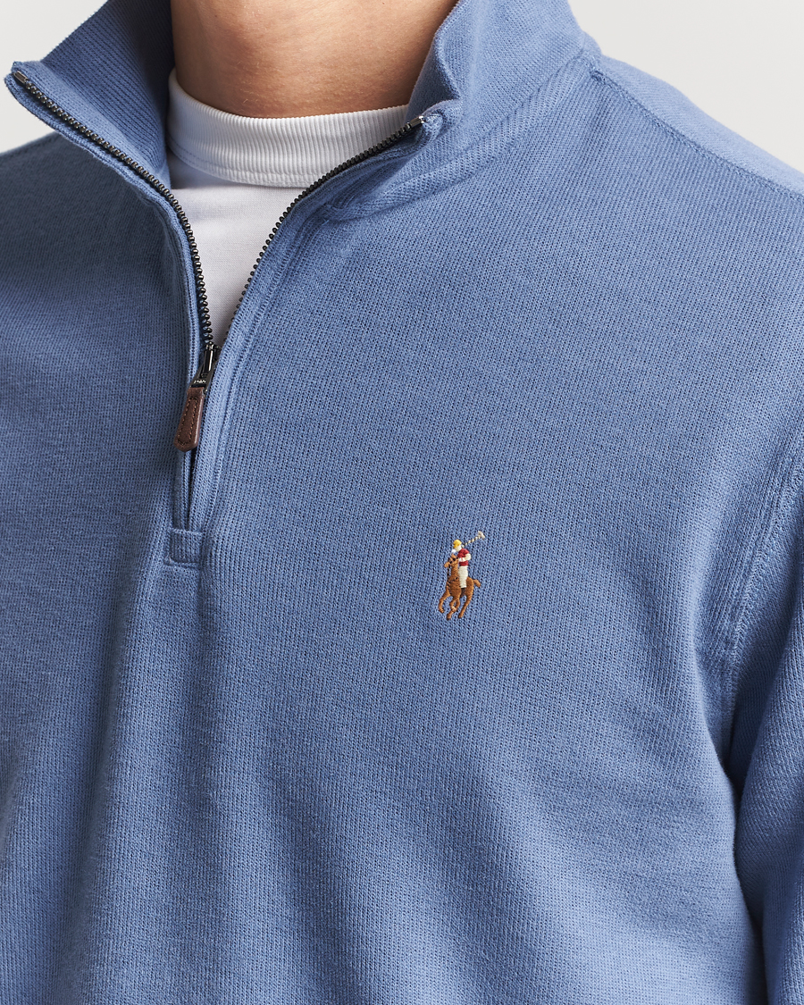 Herr | Tröjor | Polo Ralph Lauren | Double Knit Jaquard Half Zip Sweater Capri Blue