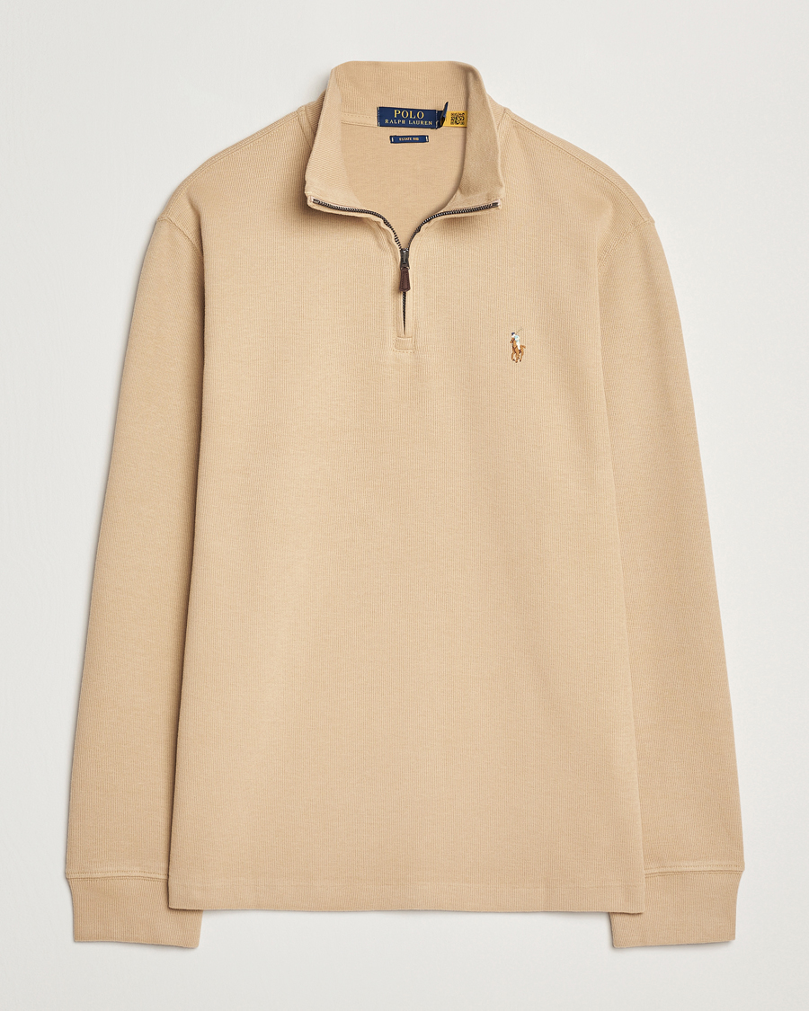 Herr | Tröjor | Polo Ralph Lauren | Double Knit Jaquard Half Zip Sweater Coastal Beige