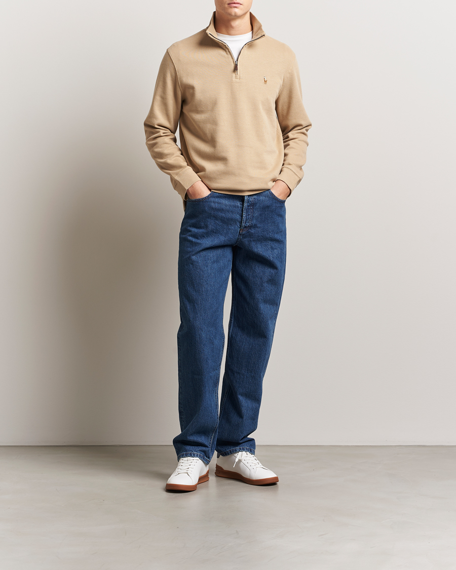 Herr | Tröjor | Polo Ralph Lauren | Double Knit Jaquard Half Zip Sweater Coastal Beige
