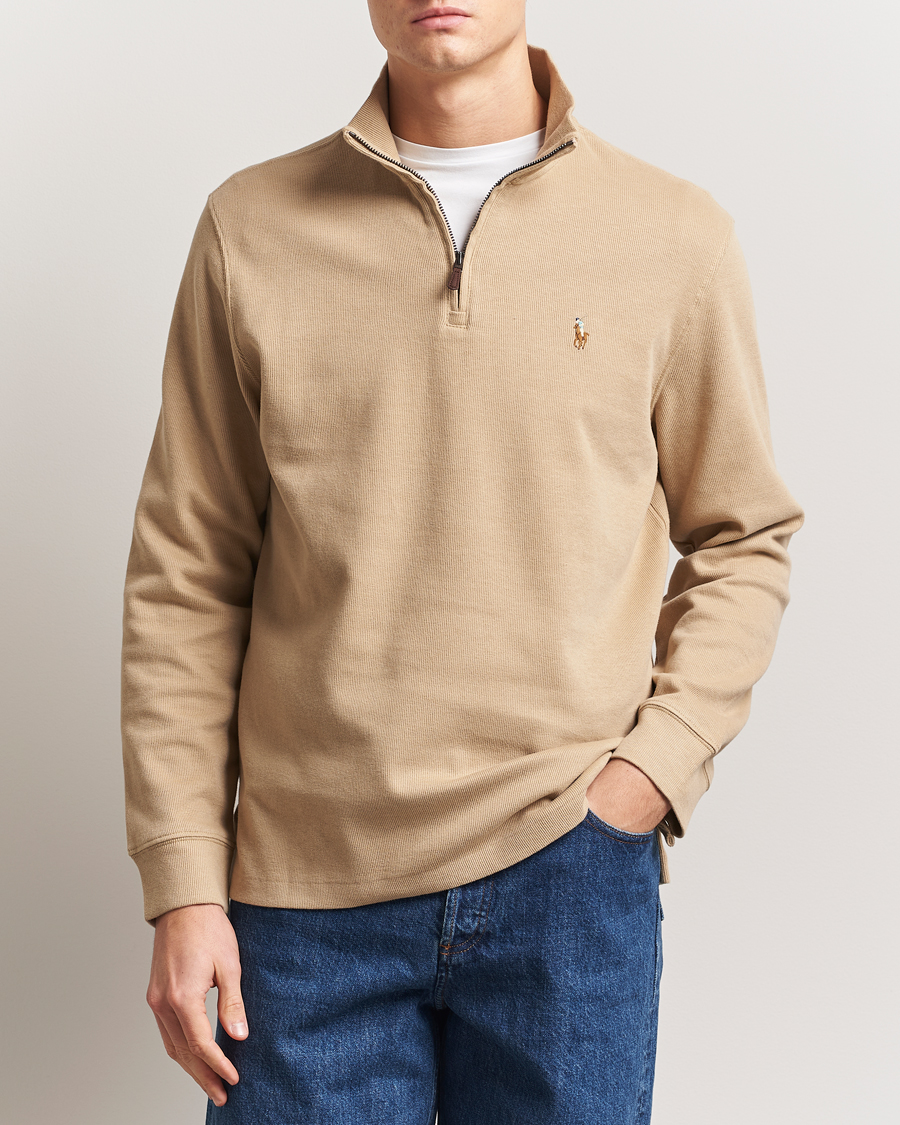 Herr | Tröjor | Polo Ralph Lauren | Double Knit Jaquard Half Zip Sweater Coastal Beige