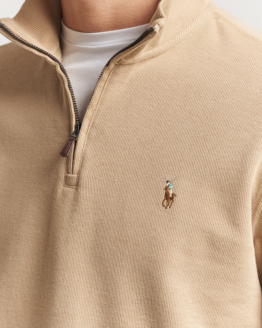 Herr | Tröjor | Polo Ralph Lauren | Double Knit Jaquard Half Zip Sweater Coastal Beige