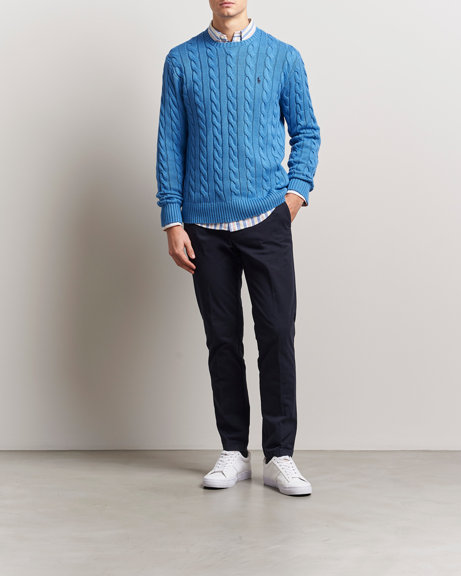 Herr | Tröjor | Polo Ralph Lauren | Cotton Cable Pullover Blue Orbit