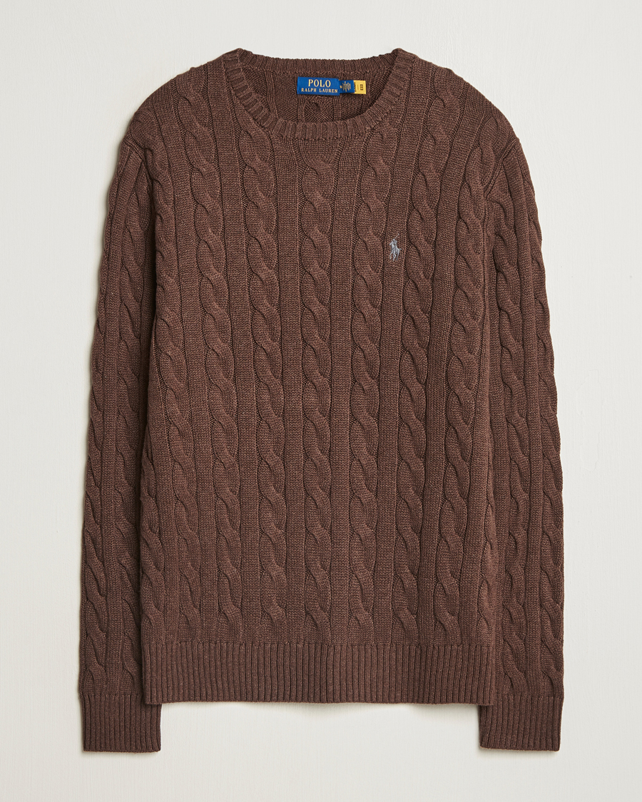 Herr | Tröjor | Polo Ralph Lauren | Cotton Cable Pullover Dark Roast Melange