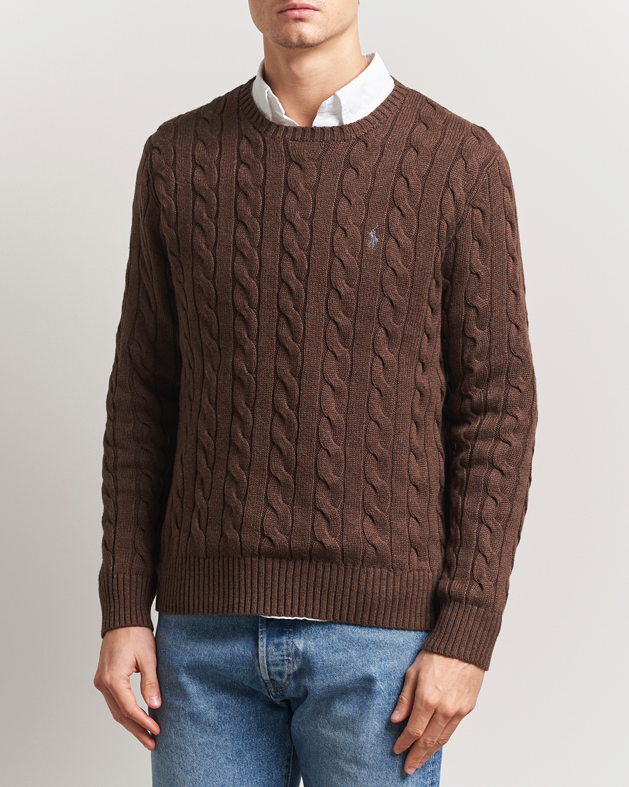 Herr | Tröjor | Polo Ralph Lauren | Cotton Cable Pullover Dark Roast Melange