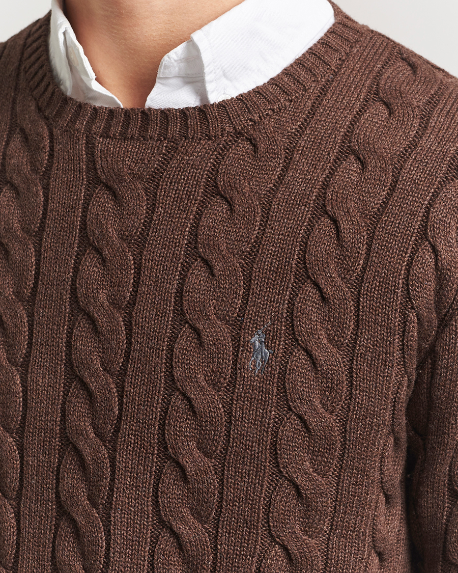 Herr | Tröjor | Polo Ralph Lauren | Cotton Cable Pullover Dark Roast Melange