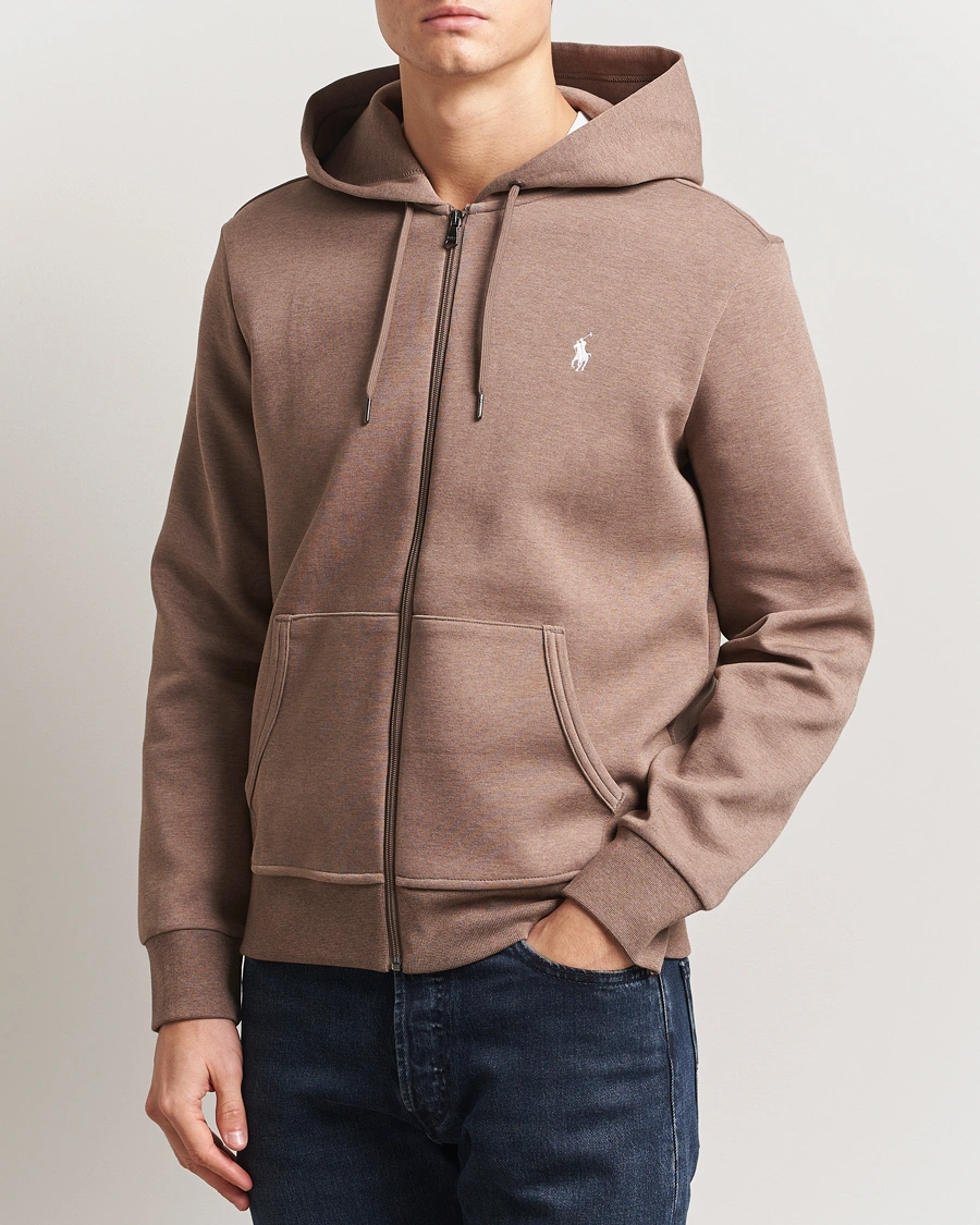 Herr | Tröjor | Polo Ralph Lauren | Double Knitted Full-Zip Hoodie Brown Heather
