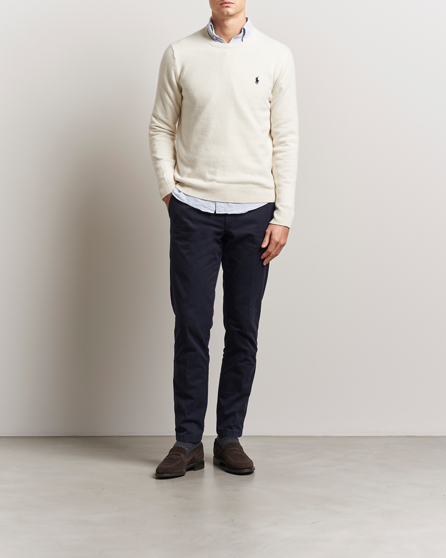 Herr | Tröjor | Polo Ralph Lauren | Cotton/Wool Pullover Andover Cream