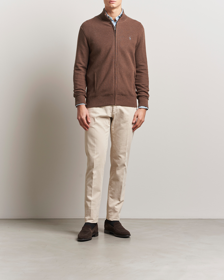 Herr | Tröjor | Polo Ralph Lauren | Textured Full-Zip Dark Roast Melange