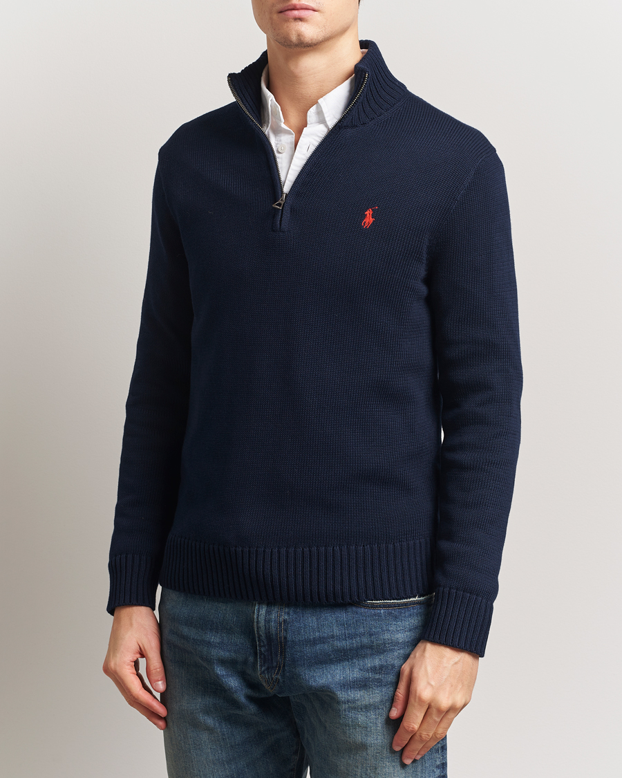 Herr | Tröjor | Polo Ralph Lauren | Cotton Pullover Half-Zip Hunter Navy